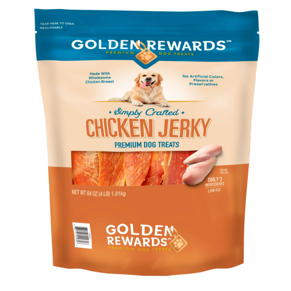 Golden Rewards Chicken Flavor Premium Dry Jerky Treats for All Dogs, 64 oz