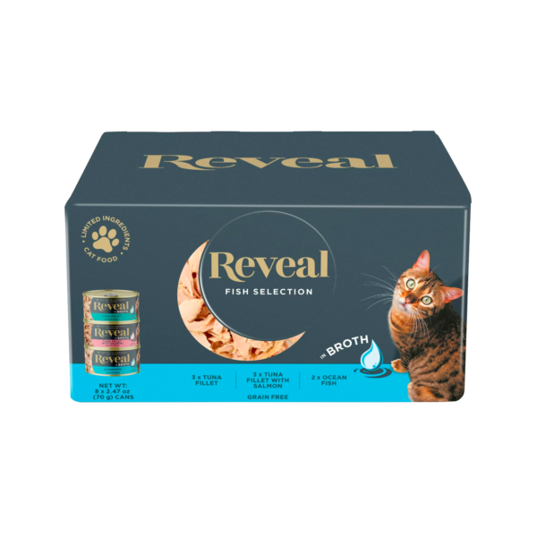 Reveal Natural Wet Cat Food, Fish in Broth Variety Pack, 2.47oz 8 Cans