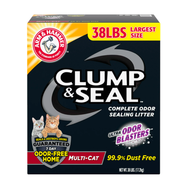 Arm & Hammer Clump & Seal Multi-Cat Complete Odor Sealing Clumping Cat Litter, 38lb